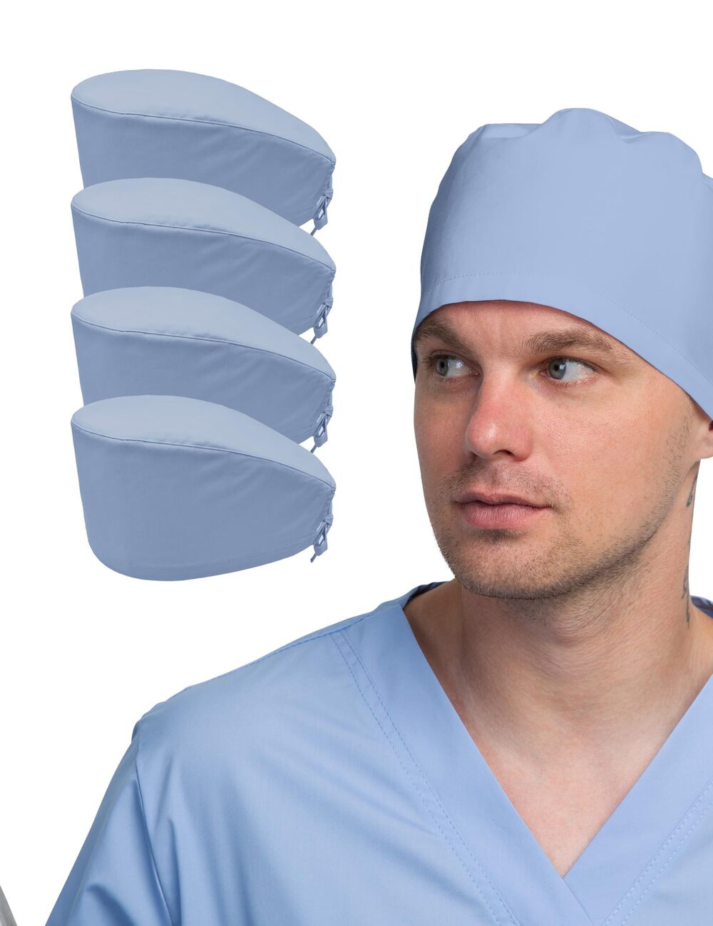 5201 4-Pack Blue Working Cap, Made for A Comfortable Fit for Healthcare